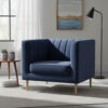 Modern Channel Tufted Velvet Fabric Arm Chair