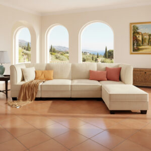 Velvet Fabric 5 Piece Sectional Sofa