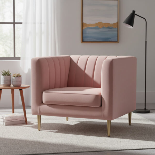 Modern Channel Tufted Velvet Fabric Arm Chair