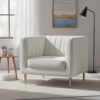 Modern Channel Tufted Velvet Fabric Arm Chair