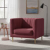 Modern Channel Tufted Velvet Fabric Arm Chair