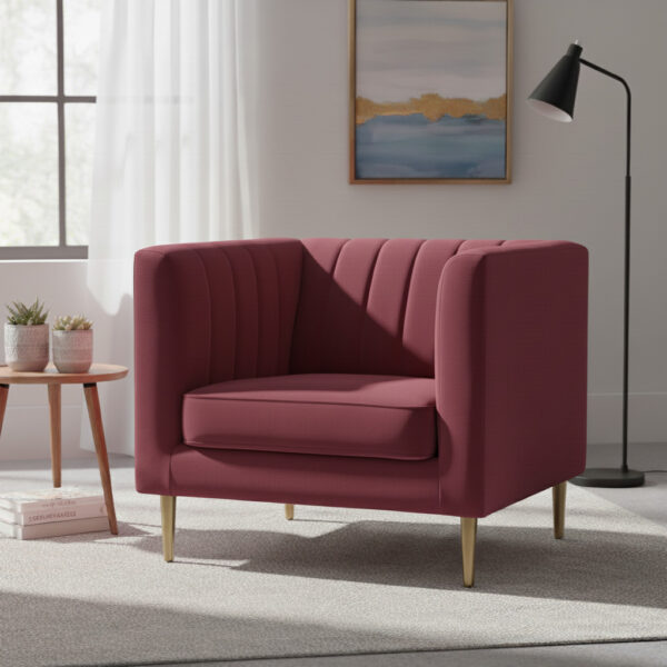 Modern Channel Tufted Velvet Fabric Arm Chair