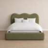 Olive Green Wave Upholstered Bed