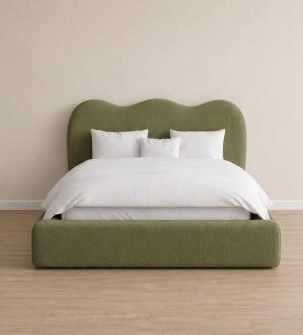 Olive Green Wave Upholstered Bed