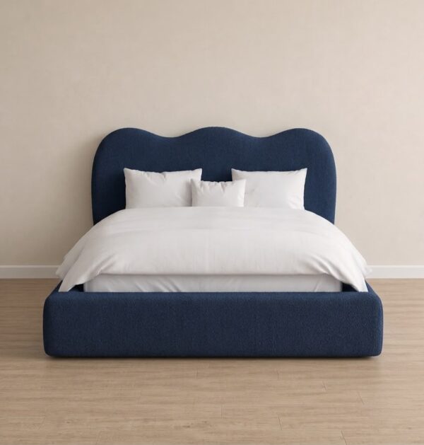 light blue Wave Upholstered Bed